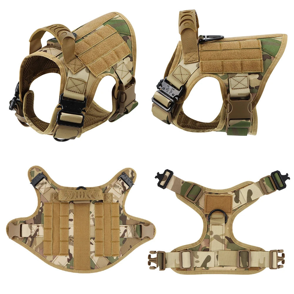 Tactical Dog Harness and Leash Set | Heavy-Duty Military Nylon Vest with Quick Release