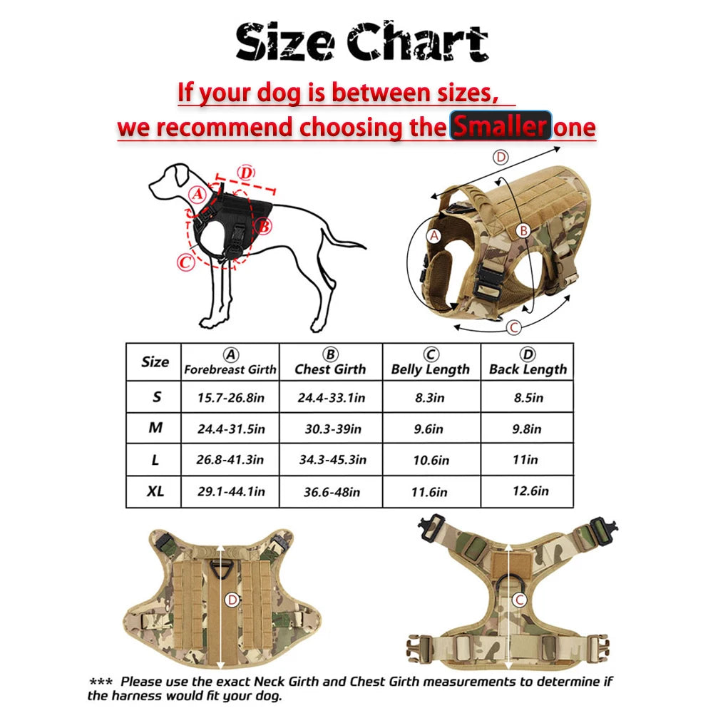 Tactical Dog Harness and Leash Set | Heavy-Duty Military Nylon Vest with Quick Release