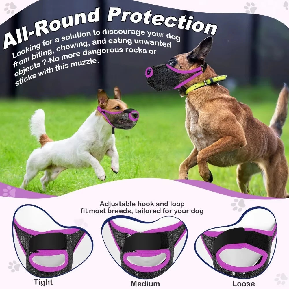 Adjustable Mesh Dog Muzzle – Breathable & Comfortable for All Breeds