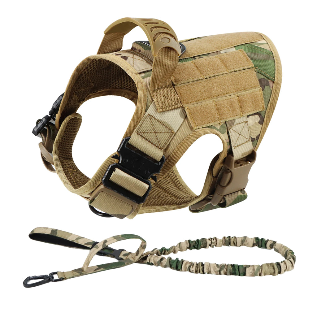 Premium Heavy-Duty Tactical Dog Harness & Leash Set | No-Pull Professional Vest with MOLLE Panels & Quick-Release Buckle