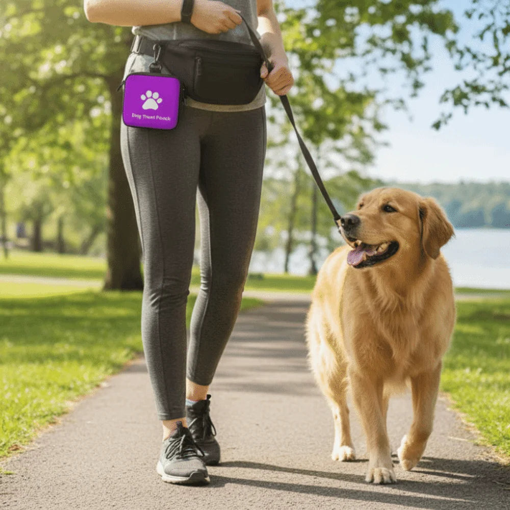 Waterproof Portable Dog Snack Bag Leak | Proof Large Capacity Pet Training Reward Pouch with Hanging Ring Zipper Closure