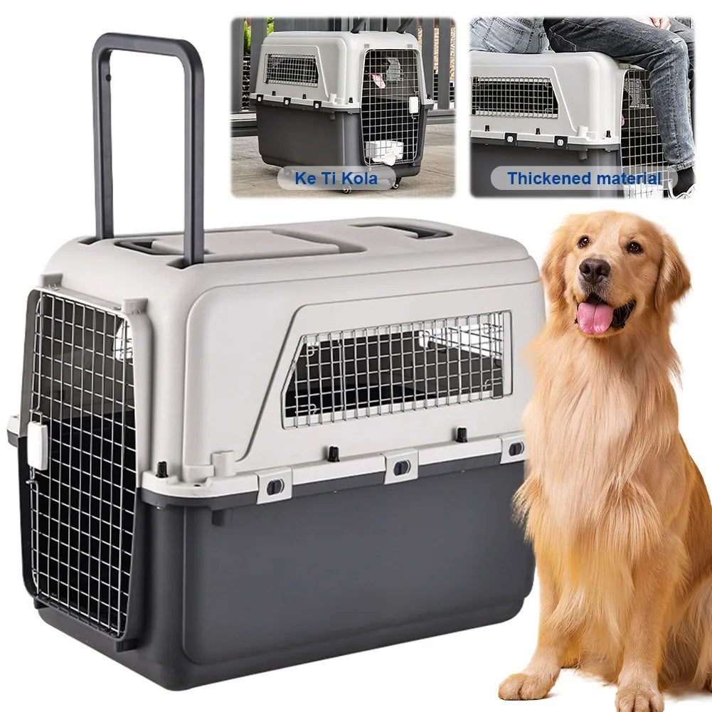 Airline-Approved Hard Shell Dog Crate | 33 Inch Travel Kennel for Dogs Up to 44 lbs