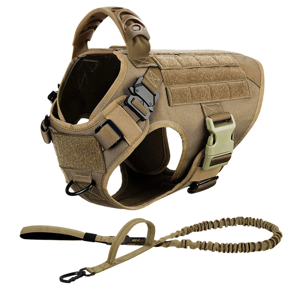 Tactical Dog Harness and Leash Set | Heavy-Duty Military Nylon Vest with Quick Release